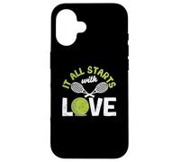 It All Starts with Love Joueur de Raquette de Tennis Amusant Coque pour iPhone 16