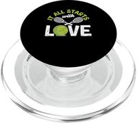 It All Starts with Love Joueur de Raquette de Tennis Amusant PopSockets PopGrip pour MagSafe