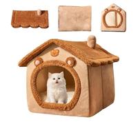 It Chats Interieur Hiver Grotte Douillette Pliable, Niche Chat avec Coussin Amovible, Maison Chat Chaude pour Chats Et Petit Chiens, Maison pour Chaton, Nacelle Douce Fermée pour Lapin Petit Animal