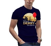 It Horror Movie Welcome to Derry Mein Inspired by Novel of Stephen King T-Shirt Bleu Marine pour Homme Size L