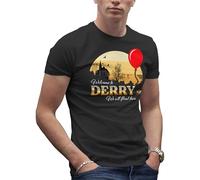 It Horror Movie Welcome to Derry Mein Inspired by Novel of Stephen King T-Shirt Noir pour Homme Size L