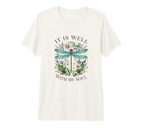 It is Well with My Soul Libellule Florale T-Shirt Haut de Gamme