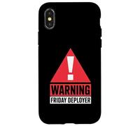 IT Joke Warning Friday Deployer Developer Humor Coque pour iPhone X/XS