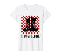 It Must Be Love 2 Tone Ska Music Checkerboard T-Shirt Graphique avec Valeur, Femme, Blanc, S