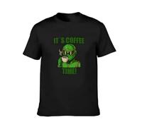 It′s Coffee Time! Green T-Shirt Cartoon Fashion Shirts Personalised Man Clothes Mens Casual stylis