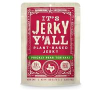 It’s Jerky Y’all Prickly Pear Teriyaki Jerky Végétal - de Soja Vegan à la Figue de Barbarie, Teriyaki & Gingembre, Snack Protéiné du Texas - Sans Gluten, Vegan, Alternative Végétale à la Viande