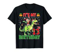 It’s My 13th Birthday Xmas Elf Riding Dinosaur Christmas T-Shirt