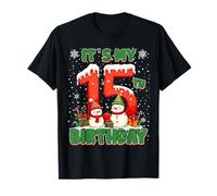 It’s My 15th Birthday Christmas Snowman 15 Year Old Xmas T-Shirt