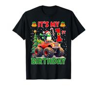 It’s My 1st Birthday Xmas Penguin Monster Truck Christmas Ki T-Shirt
