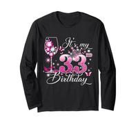 It’s My 33rd Birthday Pink 33 Years Old Birthday Queen Manche Longue