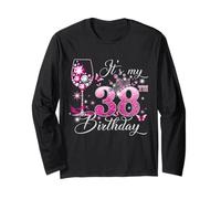 It’s My 38th Birthday Pink 38 Years Old Birthday Queen Manche Longue