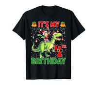 It’s My 4th Birthday Xmas Elf Riding Dinosaur Christmas Kids T-Shirt