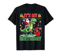 It’s My 6th Birthday Xmas Santa Riding Dinosaur Christmas T-Shirt