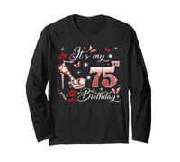 It’s My 75th Birthday Pink 75 Years Old Birthday Queen Party Manche Longue