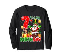 It’s My 7th Birthday Christmas 7 Years Old Santa Reindeer Manche Longue