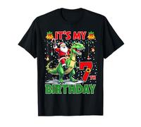 It’s My 7th Birthday Xmas Santa Riding Dinosaur Christmas T-Shirt