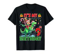 It’s My 9th Birthday Xmas Reindeer Riding Dinosaur Christmas T-Shirt