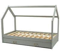 it scandinave, lit maison 160x80cm + tiroir (couleur: gris)