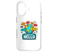 It Starts with Hello Friendship Inclusion Language Teacher Coque pour iPhone 17