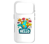 It Starts with Hello Friendship Inclusion Language Teacher Coque pour iPhone 17 Pro