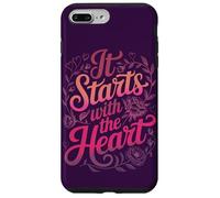 It Starts with The Heart Saint Valentin Inspiring Love Coque pour iPhone 7 Plus/8 Plus