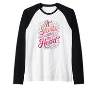 It Starts with The Heart Saint Valentin Inspiring Love Manche Raglan