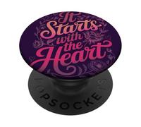It Starts with The Heart Saint Valentin Inspiring Love PopSockets PopGrip Adhésif
