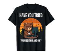 IT Support Humour Retro Sunset Bear Tech Ingénieur Informatique T-Shirt