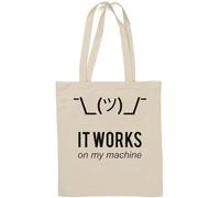 It Works On My Machine Programmer Shrug Meme Sac fourre-tout en coton naturel Blanc