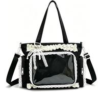 Ita Bag, Ce Sac à Main Orné De Dentelle, De Perles Et D'Une FenêTre Transparente Est Doté D'Une BandoulièRe Ajustable. À La Fois Mignon Et éLéGant, Il Est IdéAl Pour Les Fans D'Anime. (Noir)