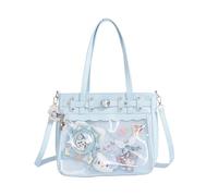 Ita Bag Crossbody, Large Capacity Shoulder Crossbody, Adjustable Straps Y2k Cute Handbag, with Insert Anime Pins Display (Blue)