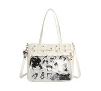 Ita Bag Crossbody, Large Capacity Shoulder Crossbody, Adjustable Straps Y2k Cute Handbag, with Insert Anime Pins Display (White)