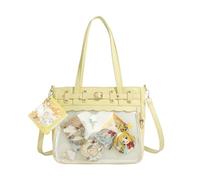 Ita Bag Crossbody, Large Capacity Shoulder Crossbody, Adjustable Straps Y2k Cute Handbag, with Insert Anime Pins Display (Yellow)