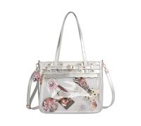 Ita Bag Crossbody, Large Capacity Shoulder Crossbody, Adjustable Straps Y2k Cute Handbag, with Insert Anime Pins Display (Silver)
