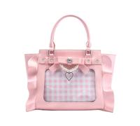 Ita Bag Kawaii Ita Tote Sac à main en cuir synthétique avec nœud en perles, joli sac esthétique Y2K pour femme, rose