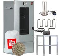 ITA Fumoir Électrique 7000 - Ensemble Smoker avec Chauffage, Table, Générateur de Fumée - Armoire de Fumage avec Fenêtre & Thermomètre - Acier Alliage - Qualité UE, Direct du Fabricant