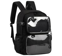 Ita Sac à dos avec fenêtre transparente pour femme et adolescente - Joli et beau - Grand sac d'école de style japonais - Sac à dos décontracté - Cadeau Anime Cosplay (Noir)