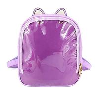 Ita Sac à dos pour fille Motif oreilles de chat Sac à dos de plage pour l’été à fenêtres transparentes Décoration à faire soi-même - Noir - Noir , 33 EU