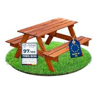 ITA Table de Pique-Nique pour Enfants en Bois avec 2 bancs, Ensemble Table et bancs pour Enfants dès 3 Ans, pour intérieur et extérieur, Bois certifié FSC, fabriqué dans l'UE, Marron