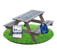 ITA Table de Pique-Nique pour Enfants en Bois - Ensemble Table avec 2 bancs - Table de Loisirs pour intérieur et extérieur - Qualité directe du Fabricant - Fabriqué dans l'UE, Couleur: Gris