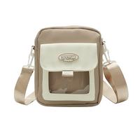 Itabag Sac à bandoulière de couleur contrastée Transparent Style japonais Petit téléphone pour affichage des broches, kaki, One Size