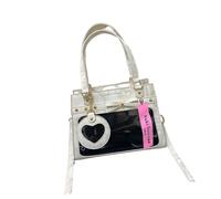 ITabag School Sac d'école en cuir PU Sac à bandoulière Style japonais Uniforme Sac à main pour épingle Écran transparent Itabag PU Sac à bandoulière Uniforme Sac à main, Blanc.