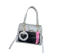 ITabag School Sac d'école en cuir synthétique - Style japonais - Uniforme - Pour épingle - Grande capacité - Avec affichage transparent, Argent (Silver)