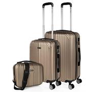 ITACA - Lot de Valises Rigides 4 Roulettes - Grande Taille, Soute Avion, Bagages pour Voyages. Ensemble Voyage. Verrouillage à Combinaison, Champagne