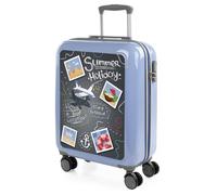 ITACA - Maleta Cabina Infantil Con Ruedas Giratorias. Maleta Infantil de Viaje Ligera Para Niños, Equipaje de Mano, Compatible Ryanair. Candado de Combinación, Azul Holiday