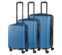 ITACA - Set de 3 Valises de Voyage Rigides 4 Roues Trolley ABS. Résistantes et Légères. Poignée 2 Anses et Cadenas. Petite Moyenne et Grande. 71100, Color Bleu/Anthracite