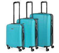 ITACA - Set de 3 Valises de Voyage Rigides 4 Roues Trolley ABS. Résistantes et Légères. Poignée 2 Anses et Cadenas. Petite Moyenne et Grande. 71100, Color Turquoise/Anthracite