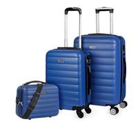 ITACA - Set de Valise Rigide avec roulettes pivotantes léger, Grande capacité, Organisation astucieuse pour Les Voyages Longs, Bleu