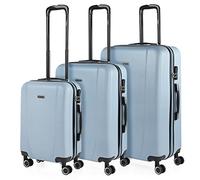 ITACA - Set De Valise Rigide avec roulettes Pivotantes - Set Valise Léger, Grande Capacité, Organisation Astucieuse pour Les Voyages Longs, Bleu Clair