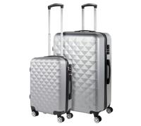 ITACA - Set De Valise Rigide avec roulettes Pivotantes - Set Valise Léger, Grande Capacité, Organisation Astucieuse pour Les Voyages Longs, Argenté